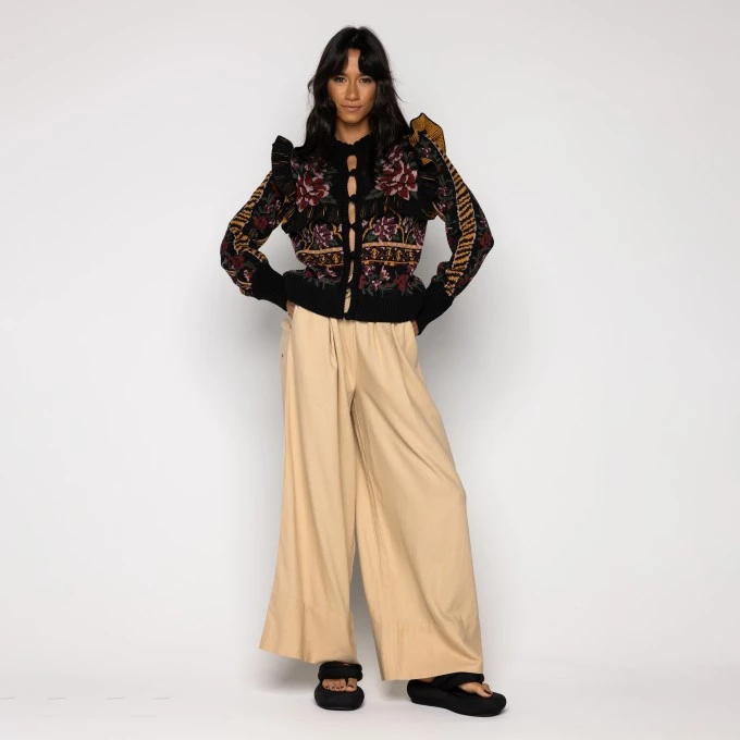 Cardigan Tricot Jacguard Floral