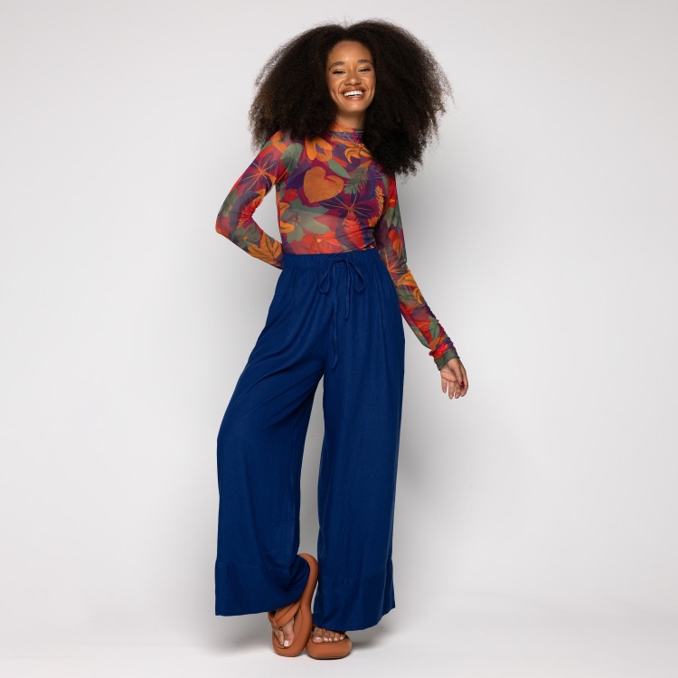 Blusa Gola Tule Floral Tropical