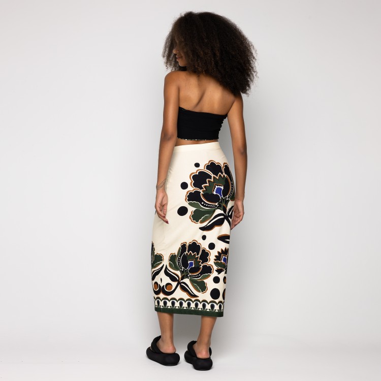 Saia Midi Reta Floral Arabesque