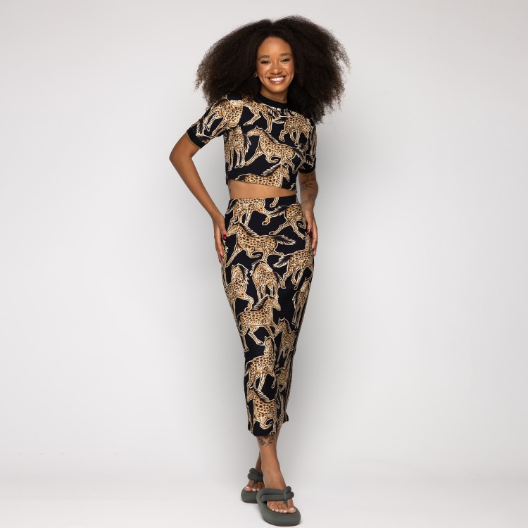 Blusa Cropped Cavalo Onça