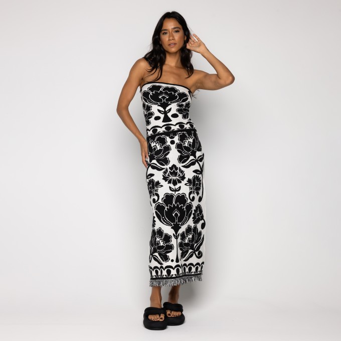 Saia Cropped Tricot Floral Arabesque
