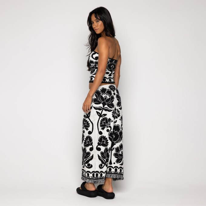 Saia Cropped Tricot Floral Arabesque