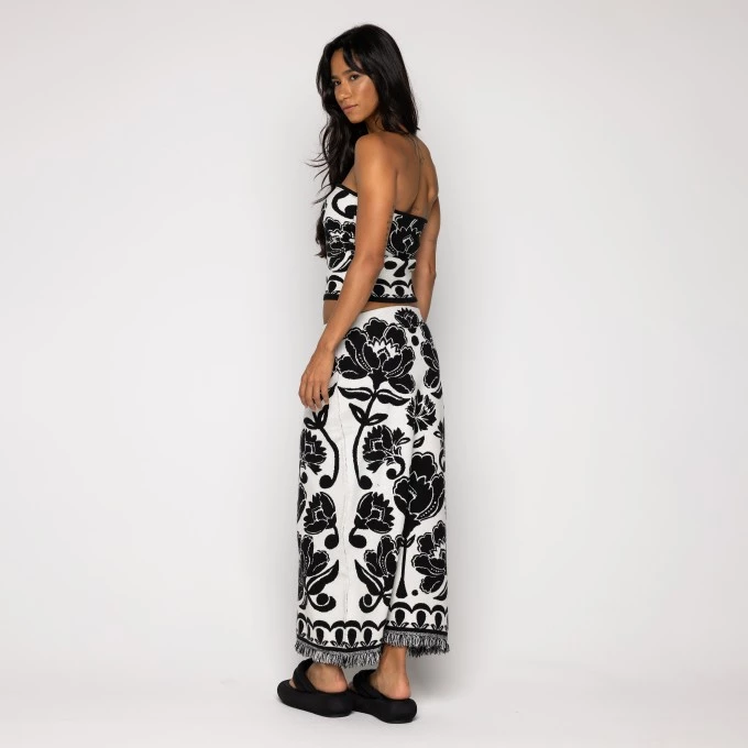 Saia Cropped Tricot Floral Arabesque