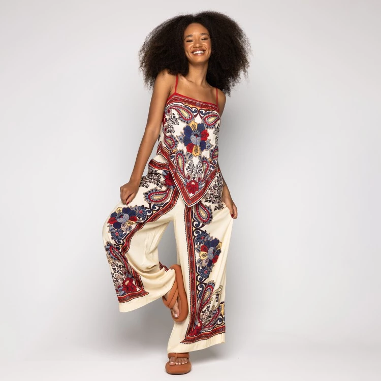 Calça Pantalona Lenço Borboleta