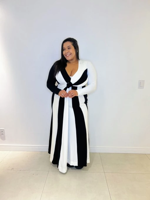 Vestido Decote Crepe Preto