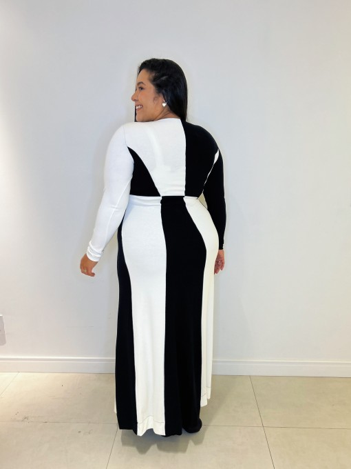 Vestido Decote Crepe Preto