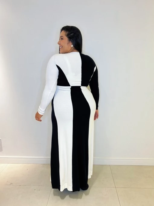 Vestido Decote Crepe Preto