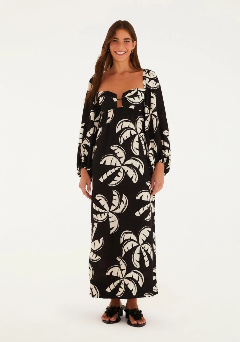 Vestido Longo Manga Coqueirada