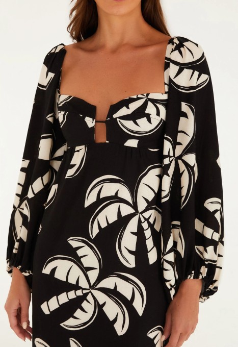Vestido Longo Manga Coqueirada