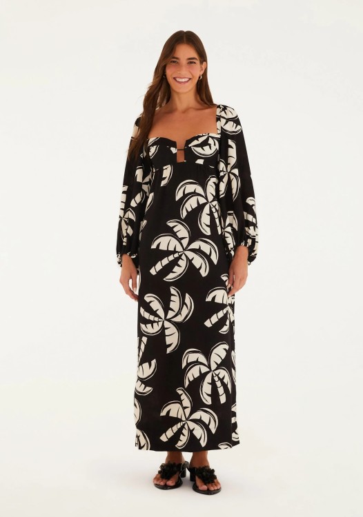 Vestido Longo Manga Coqueirada