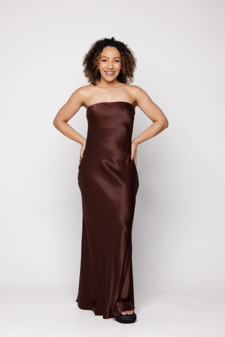 Vestido Sem Alça Cetim