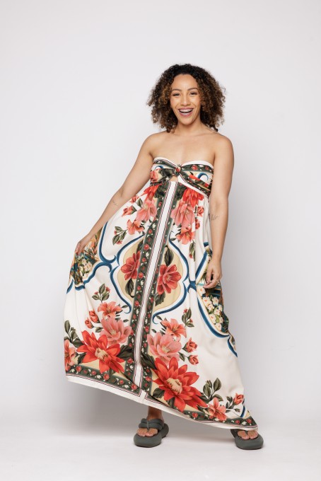 Vestido Cropped Flor do Rio Rosa