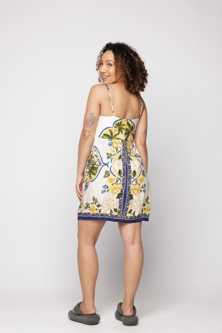 Vestido Curto Lenço Flor do Rio