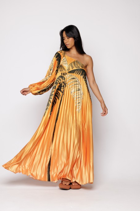 Vestido Plissado Ombro Só Itacare