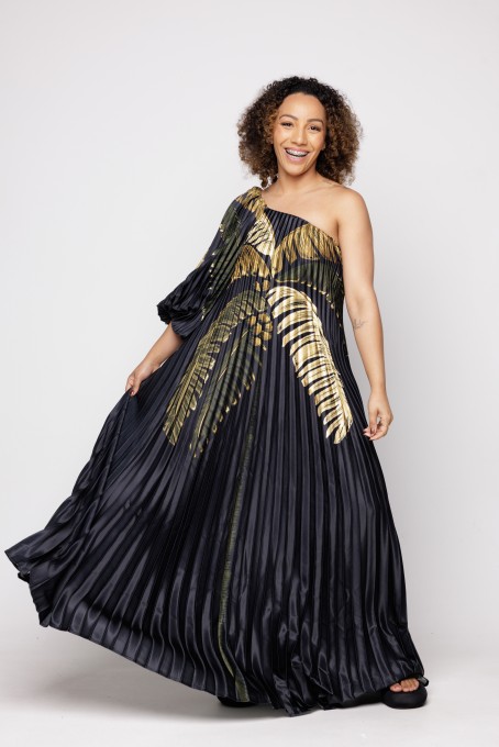 Vestido Plissado Itacare Preto