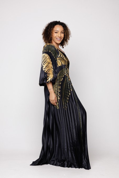 Vestido Plissado Itacare Preto