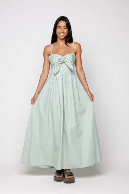 Vestido Alcinhas Amarração Frente Verde