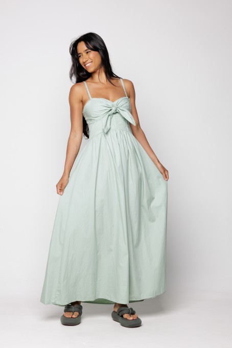 Vestido Alcinhas Amarração Frente Verde