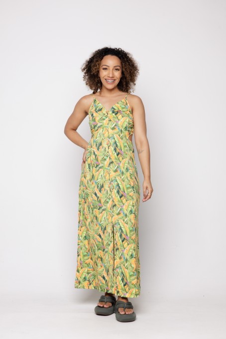 Vestido Recortes Floresta de Passarinho