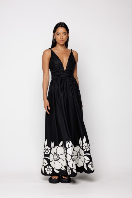 Vestido Bordado Flor da Noite