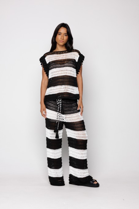 Calça Tricot Telado Listra