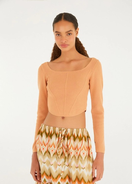 Top Manga Comprida Tricot