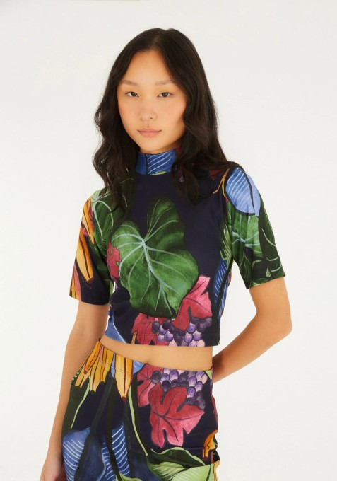 Blusa Cropped Banana Uva