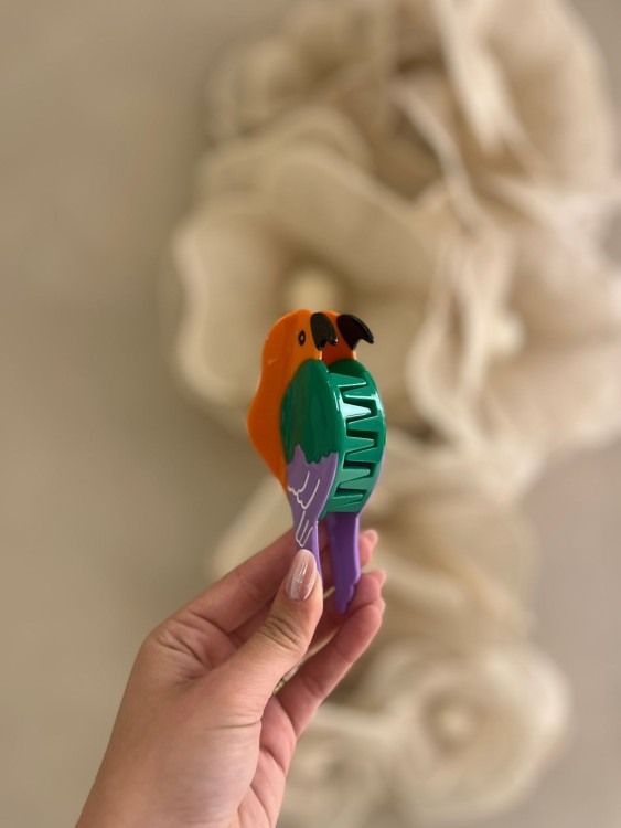 Presilha de Cabelo Arara Laranja