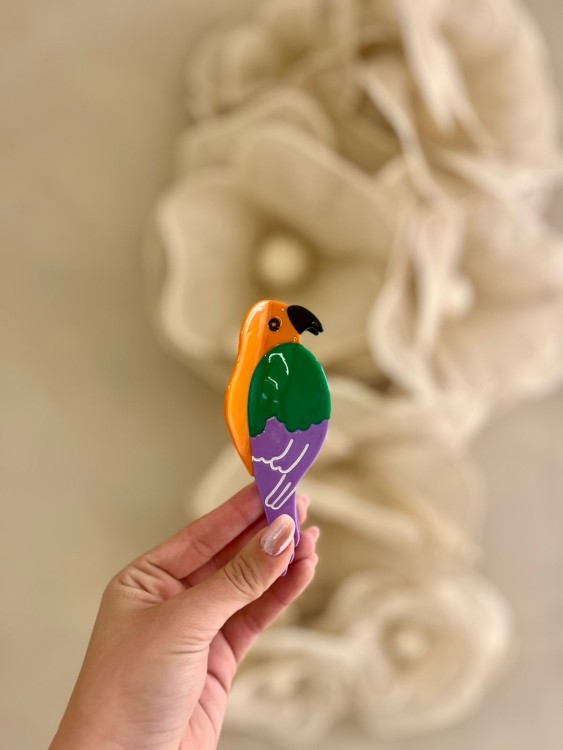 Presilha de Cabelo Arara Laranja