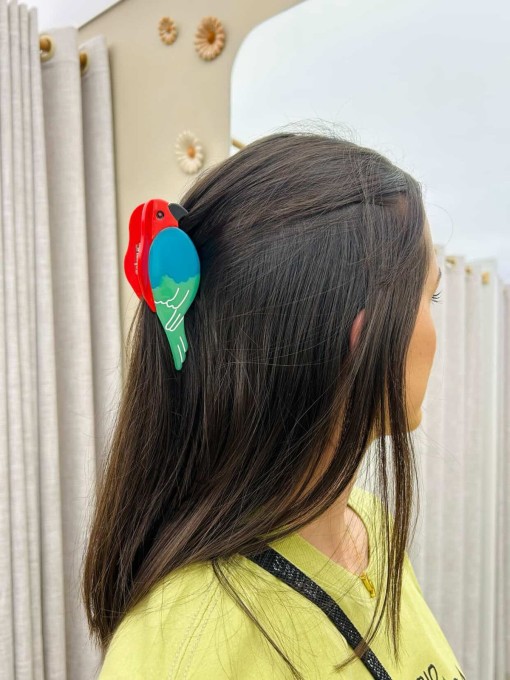 Presilha De Cabelo Arara Vermelho