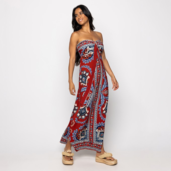 Vestido Longo Lenço Náutico