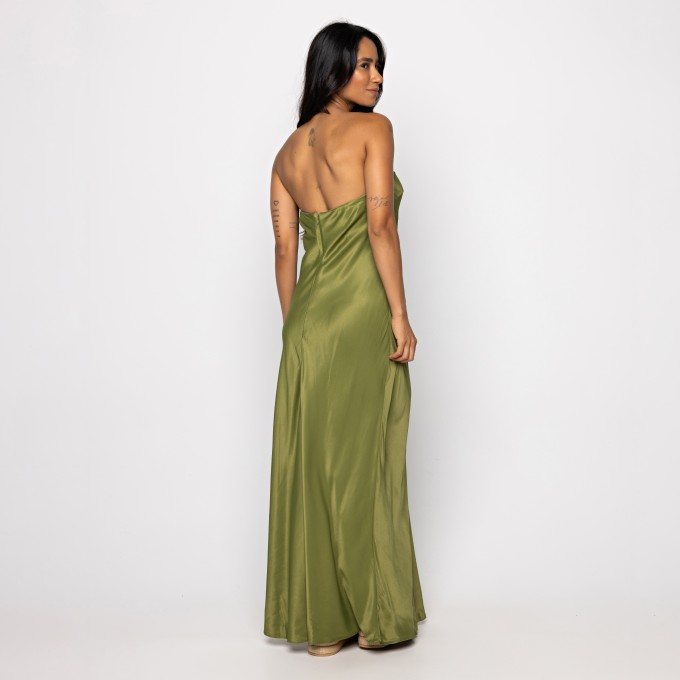 Vestido Sem Alça Cetim