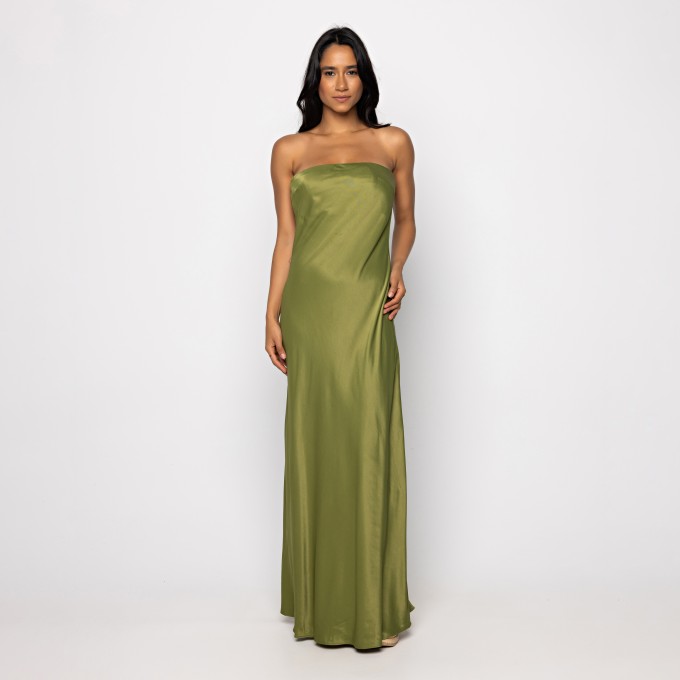 Vestido Sem Alça Cetim