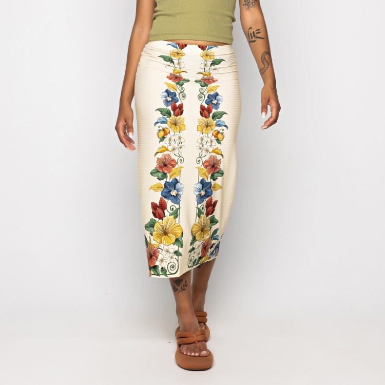 Saia Reta Midi Tropicalzinho