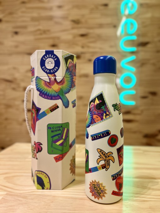 Garrafa Farm Glub Glub 500ml Patch Rio Off White