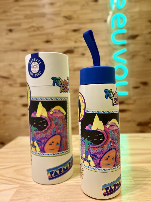 Garrafa Farm Que Sede 500ml Patch Rio Off White