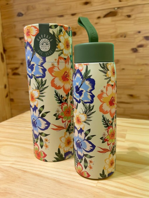 Garrafa Farm Que Sede 500ml Floral Tropical