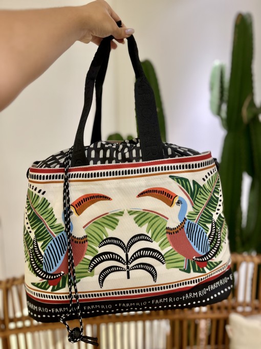 Totebag Farm Carioca Tucanos Com Folhagens