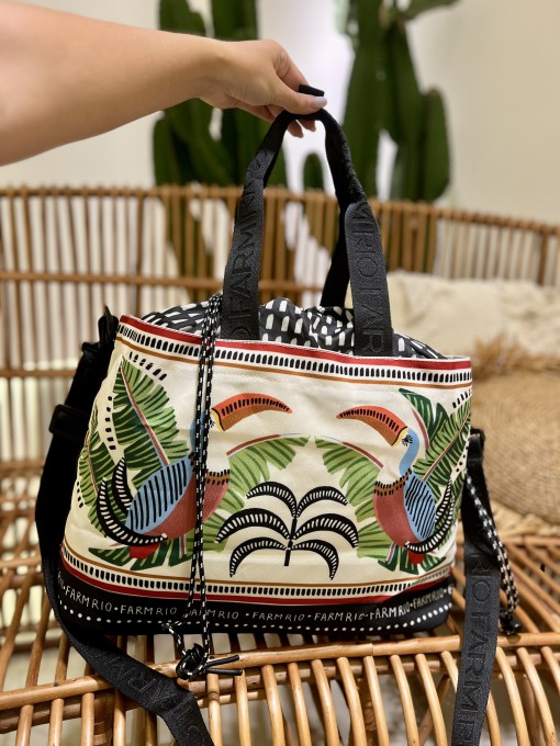 Totebag Farm Carioca Tucanos Com Folhagens