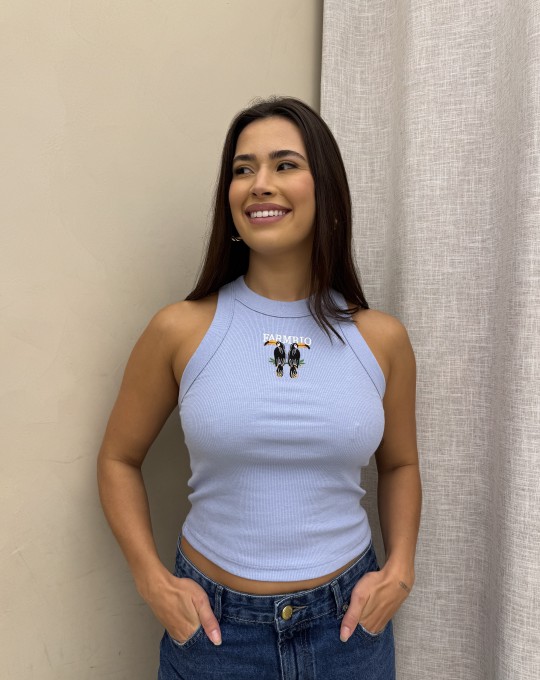 Regata Cropped Bordada