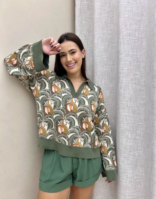 Polo Tricot Jacquard Banana da Terra