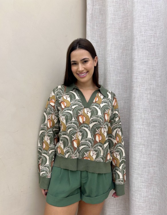 Polo Tricot Jacquard Banana da Terra