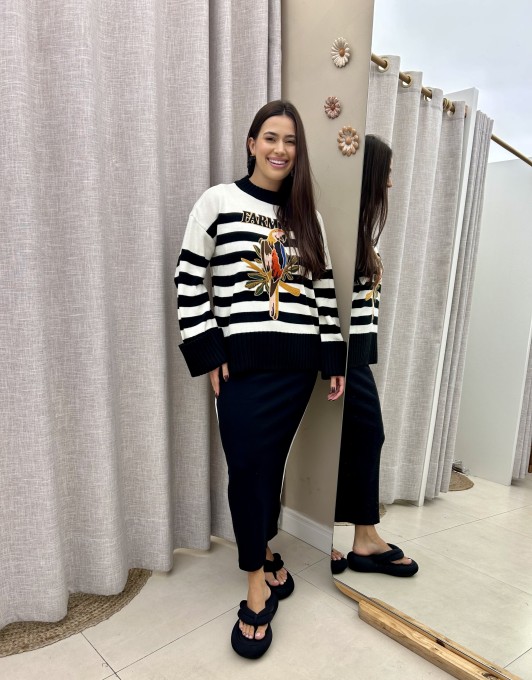 Pull Tricot Com Bordado Circo Gráfico