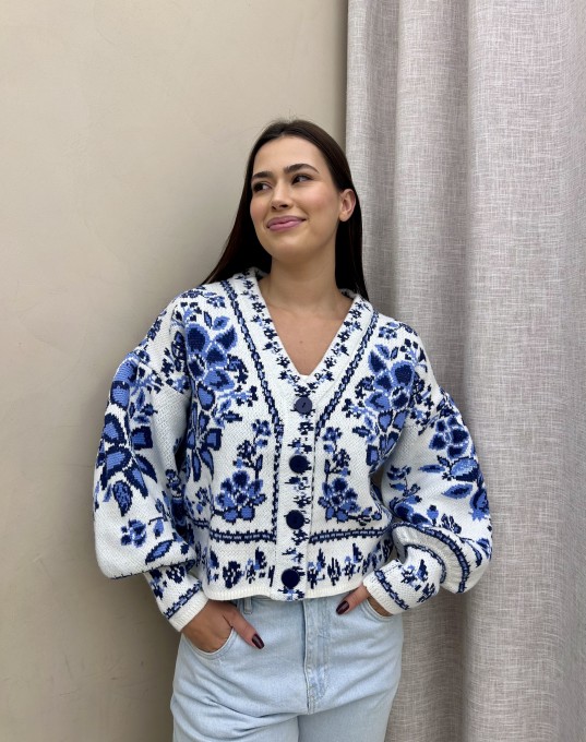 Cardigan Tricot Porcelana