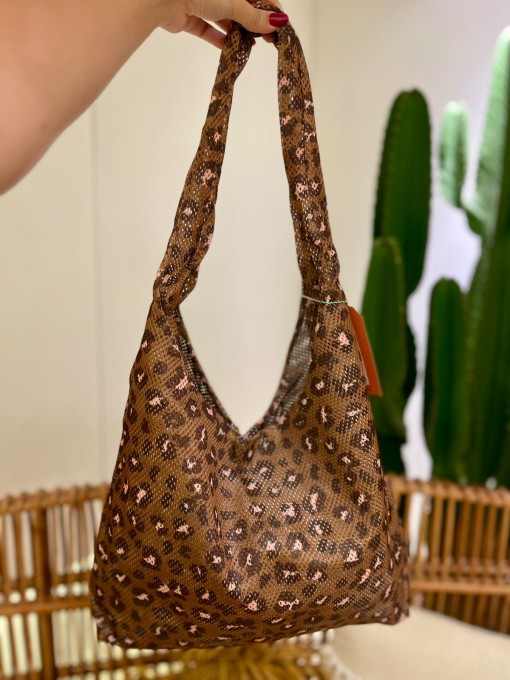 Bolsa Mesh Onça Bandana Caramelo