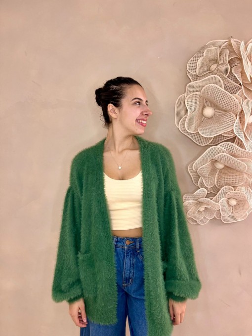 Cardigan Tricot Pelinho Com Bolso