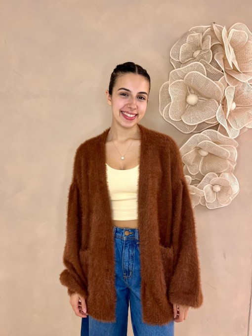 Cardigan Tricot Pelinho com Bolso