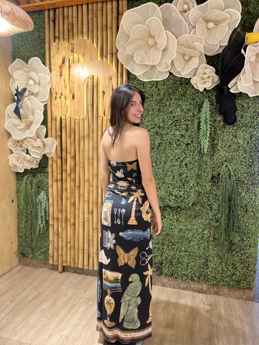 Vestido Tule Sem Alça Bibelo