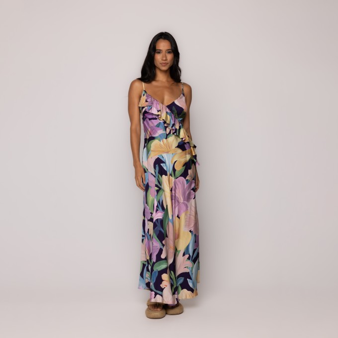 Vestido Alcinhas Babados Floral Nina