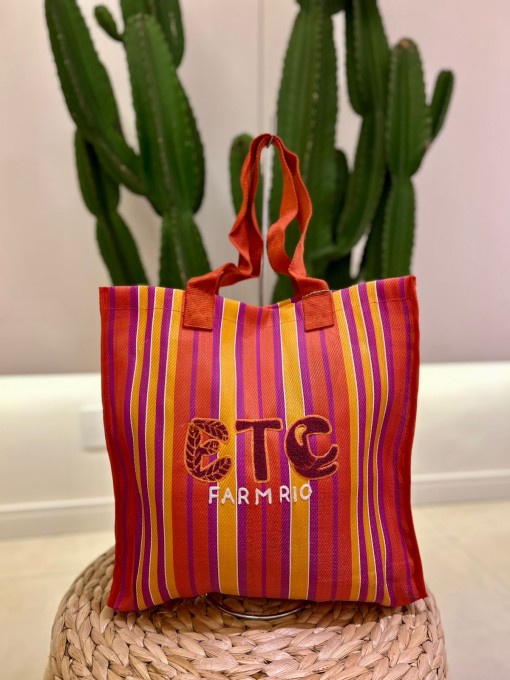 Bolsa Tote Rafia Multicolor Laranja